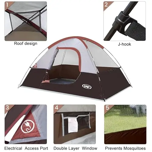 Camping Tent 2 Person, Waterproof Windproof Tent with Rainfly Easy Set up-Portable Dome Tents for Camping… - 6