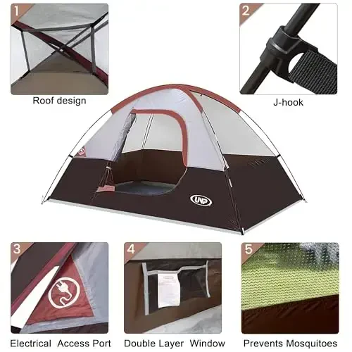 Camping Tent 2 Person, Waterproof Windproof Tent with Rainfly Easy Set up-Portable Dome Tents for Camping… - 6