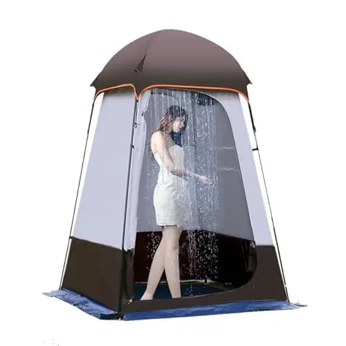 Camping Tent Shower Tent,Outdoor Changing with Built-in Hook,Holds 20 Liters of Water,63 * 63 * 95 Inch,210D Oxford Cloth Waterproof - Portable Toilet Shelter with Carrying Bag for Camping,Beach - 1