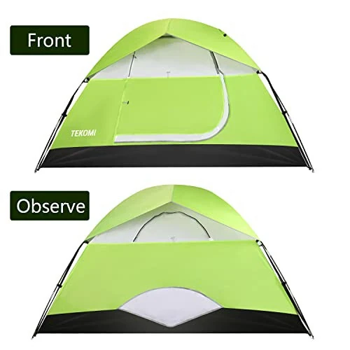 Camping Tent, TEKOMI Waterproof Family Dome Tent with Removable Rain Fly, Instant Cabin Tent for 60 Seconds Set Up, Advanced Venting Design, Fit Camp Backpacking Hiking Outdoor, Dark Green - TEKOMI (1)