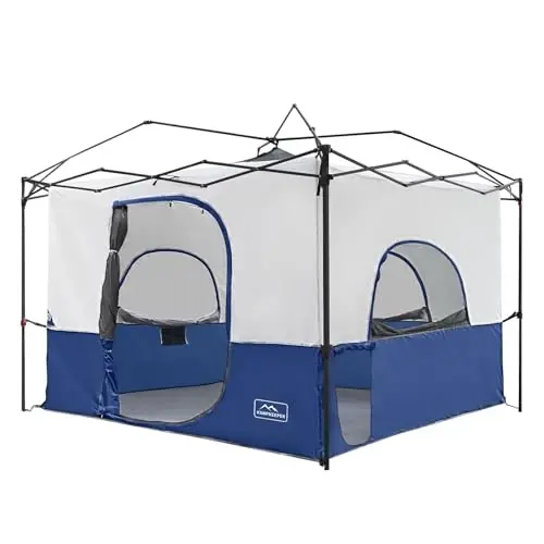 KAMPKEEPER Camping Ichki chodir, 10'x10' to'g'ri oyoqli pop-up kanopni Camping chodiriga aylantiradi, 1 ta it teshigi bilan - to'liq ventilyatsiya qilingan tom (Kanop va ramka kiritilmagan), to'q ko'k 