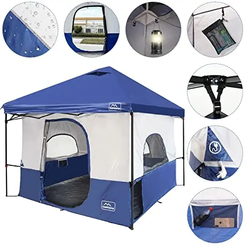 KAMPKEEPER Camping Inner Tent, Converts 10'x10' Straight Leg Pop Up Canopy into Camping Tent, with 1 Dog Hole–Fully Vented Roof(Canopy & Frame NOT Included), Navy Blue - 4