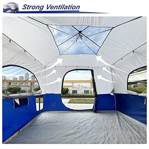 KAMPKEEPER Camping Inner Tent for Pop Up Canopy, Converts 10'x10' Straight Leg Canopy into Camping Tent, with 1 Dog Hole–Fully Vented Roof(TOP & Frame NOT Included), Navy Blue - 5