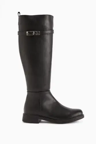 Kanako Black Zippered Short Heeled Women's Boots-Black - LIMOYA (1)