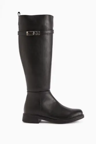 Kanako Black Zippered Short Heeled Women's Boots-Black - 3