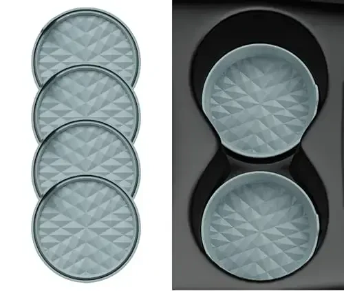 Wingcases Car Coasters 3.15in[4 Pack] Car Accessories Fit for SUV and Trucks Silicone Mats Non-Slip, Car Cup Holders Insert Coasters, Car Interior Accessories, Decor, Gift Light Blue 