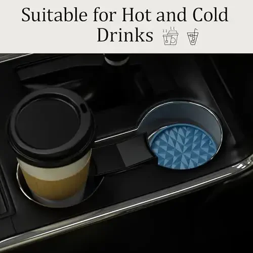 Wingcases Car Coasters Silicone [4 Pack] 2.75in Universal Mats Non-Slip, Embedded Car Interior Accessories, Car Cup Holders Insert Coasters Decor，Dark Blue - 1