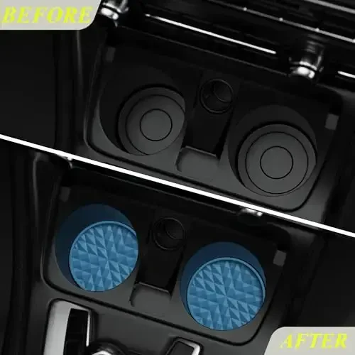 Wingcases Car Coasters Silicone [4 Pack] 2.75in Universal Mats Non-Slip, Embedded Car Interior Accessories, Car Cup Holders Insert Coasters Decor，Dark Blue - 2