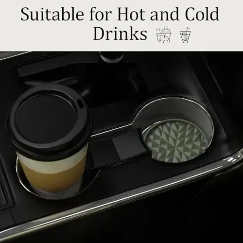 Wingcases Car Coasters Silicone [4 Pack] 2.75in Universal Mats Non-Slip, Embedded Car Interior Accessories, Car Cup Holders Insert Coasters Decor, Olive Green - Wingcases (1)