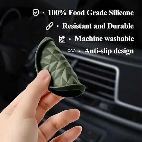 Wingcases Car Coasters Silicone [4 Pack] 2.75in Universal Mats Non-Slip, Embedded Car Interior Accessories, Car Cup Holders Insert Coasters Decor, Olive Green - 5