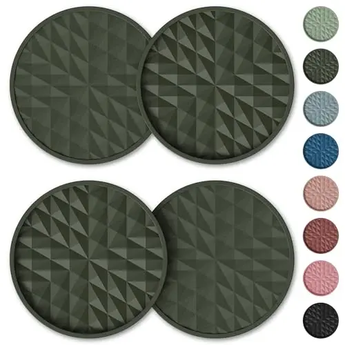 Wingcases Car Coasters Silicone [4 Pack] 2.75in Universal Mats Non-Slip, Embedded Car Interior Accessories, Car Cup Holders Insert Coasters Decor, Olive Green - 6