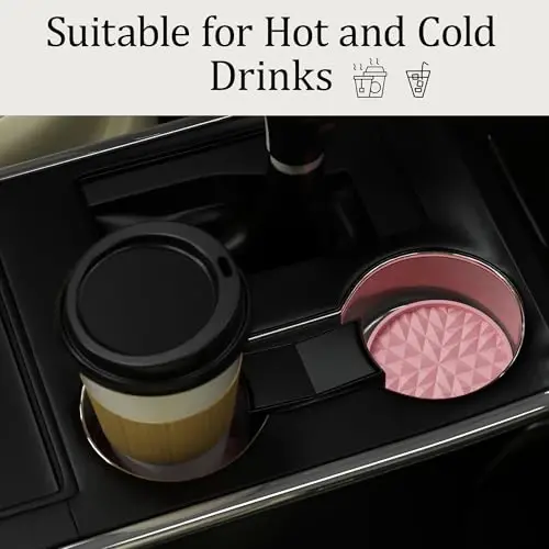 Wingcases Car Coasters Silicone[4 Pack] 2.75in Universal Mats Non-Slip, Embedded Interior Car Accessories, Car Cup Holders Insert Coasters Decor，Soft Pink - Wingcases (1)