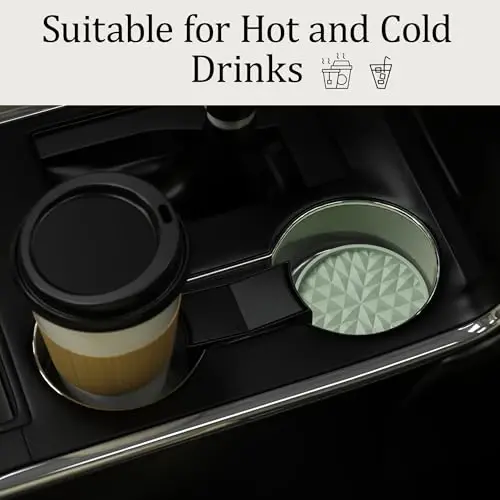 Wingcases Car Coasters Silicone [4 Pack] 2.75in Universal Mats Non-Slip, Embedded Car Interior Accessories, Car Cup Holders Insert Coasters Decor，Sage Green - 2
