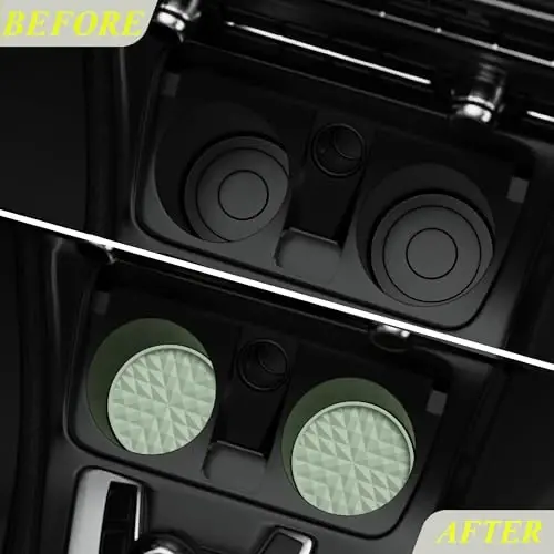 Wingcases Car Coasters Silicone [4 Pack] 2.75in Universal Mats Non-Slip, Embedded Car Interior Accessories, Car Cup Holders Insert Coasters Decor，Sage Green - 3