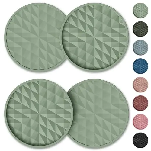Wingcases Car Coasters Silicone [4 Pack] 2.75in Universal Mats Non-Slip, Embedded Car Interior Accessories, Car Cup Holders Insert Coasters Decor，Sage Green - 6