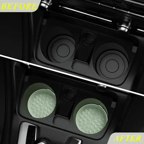 Wingcases Car Coasters 3.15in[4 Pack] Car Accessories Fit for SUV and Trucks Silicone Mats Non-Slip, Car Cup Holders Insert Coasters, Car Interior Accessories, Decor, Gift Sage Green - 4