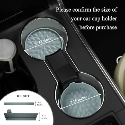 Wingcases Car Coasters Silicone [4 Pack] 2.75in Universal Mats Non-Slip, Embedded Car Interior Accessories, Car Cup Holders Insert Coasters Decor，Light Blue 