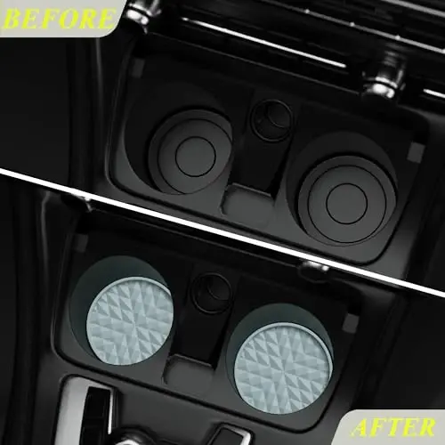 Wingcases Car Coasters Silicone [4 Pack] 2.75in Universal Mats Non-Slip, Embedded Car Interior Accessories, Car Cup Holders Insert Coasters Decor，Light Blue - 3