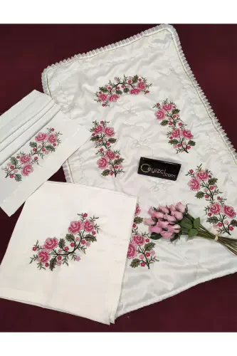 Kanaviçe 3 Parça Seccade Seti - Pembe-3 Parça - ÇT ÇEYIZCI TEKSTIL (1)