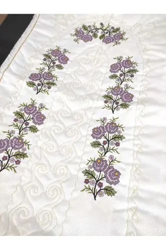 Kanaviçe Işlemeli Etamin Kumaş Tek Seccade - Mor-M - ÇT ÇEYIZCI TEKSTIL (1)