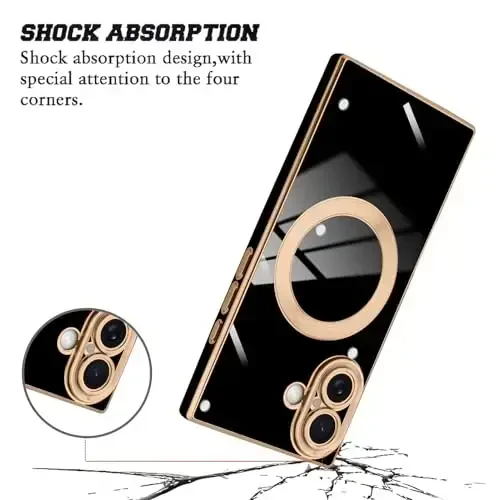 KANG'AR Case iPhone 17 Magnetic uchun mo'ljallangan [MagSafe bilan mos keladi] Hashamatli Chiroyli Qoplama Dizayni To'liq Korpusli Chizilishga Qarshi Zarba o'tkazmaydigan Bumper Himoya Qopqog'i Qora - KANGHAR (1)