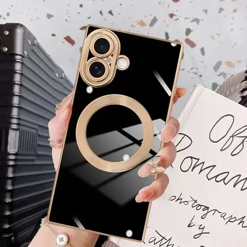 KANG'AR Case iPhone 17 Magnetic uchun mo'ljallangan [MagSafe bilan mos keladi] Hashamatli Chiroyli Qoplama Dizayni To'liq Korpusli Chizilishga Qarshi Zarba o'tkazmaydigan Bumper Himoya Qopqog'i Qora - 6