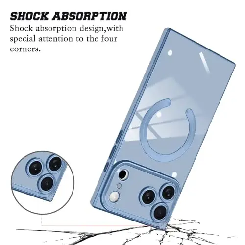 KANGʻAR iPhone 17 Pro Max Magnetic uchun moʻljallangan gʻilof [MagSafe bilan mos] Hashamatli yoqimli qoplama dizayni Toʻliq korpusli tirnalishga qarshi zarbaga chidamli bamper himoya qopqogʻi koʻk - KANGHAR (1)