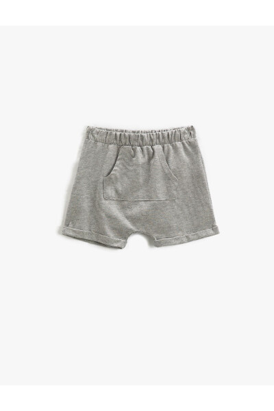 Kangaroo Pocket Shorts with Elastic Waistband and Back Print - 10