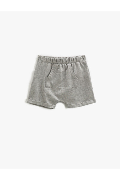 Kangaroo Pocket Shorts with Elastic Waistband and Back Print - 4