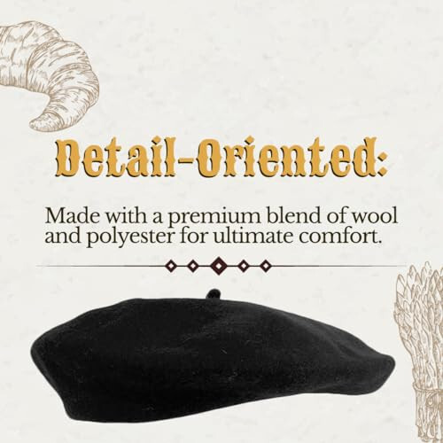 Kangaroo Vintage Classy French Hats - Stylish Wool for Adults for Cosplay and Costume Party - Beret for Men and Women - 6