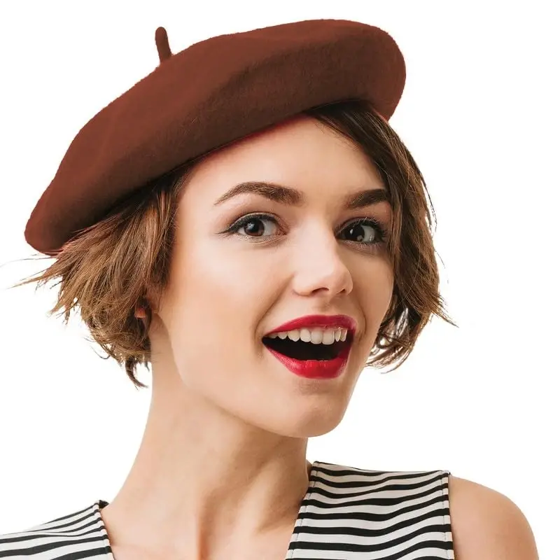Kangaroo Vintage Fransuz Bereti - Erkaklar va Ayollar uchun Unisex Jun Shlyapa, Kospley, Kostyumlar Balı, Parij Moda Aksessuari - 3