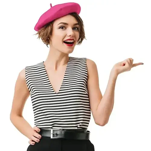 Kangaroo Vintage French Beret - Erkaklar va ayollar uchun unisex jun shapka, Cosplay, kostyumlar kechasi, Parij moda aksessuari - 4