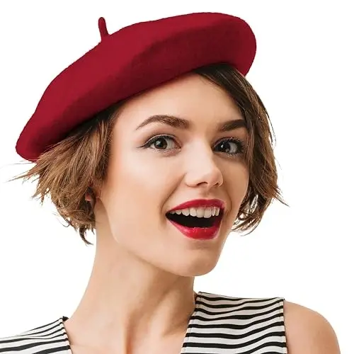 Kangaroo Vintage French Beret - Erkaklar va ayollar uchun unisex jun shapka, Cosplay, kostyumlar kechasi, Parij moda aksessuari - 5
