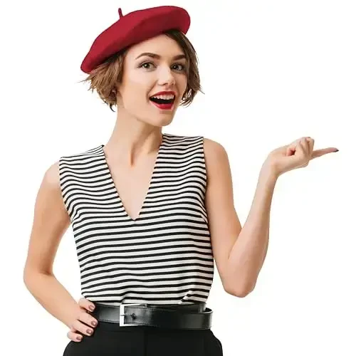 Kangaroo Vintage French Beret - Erkaklar va ayollar uchun unisex jun shapka, Cosplay, kostyumlar kechasi, Parij moda aksessuari - 2