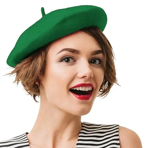 Kangaroo Vintage French Beret - Erkaklar va ayollar uchun unisex jun shapka, Cosplay, kostyumlar kechasi, Parij moda aksessuari - 1