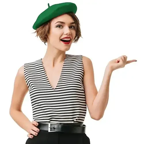 Kangaroo Vintage French Beret - Erkaklar va ayollar uchun unisex jun shapka, Cosplay, kostyumlar kechasi, Parij moda aksessuari - 4