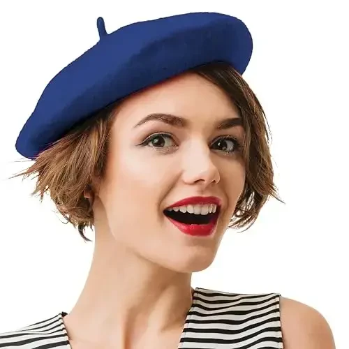 Kangaroo Vintage French Beret - Erkaklar va ayollar uchun unisex jun shlyapa, Cosplay, kostyumlar partiyasi, Parij moda aksessuari - 3