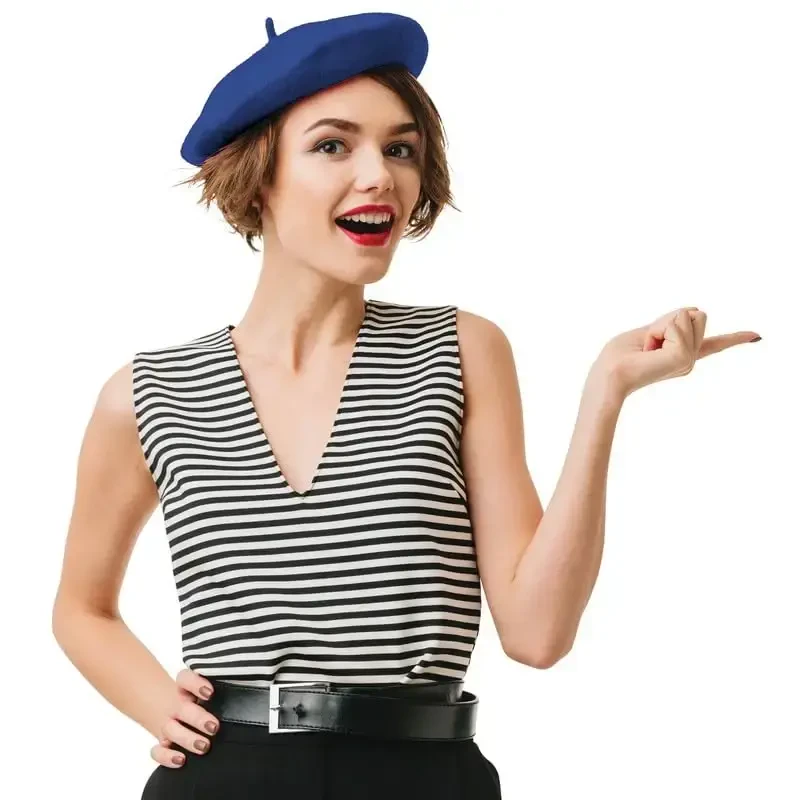 Kangaroo Vintage French Beret - Erkaklar va ayollar uchun unisex jun shlyapa, Cosplay, kostyumlar partiyasi, Parij moda aksessuari - 7