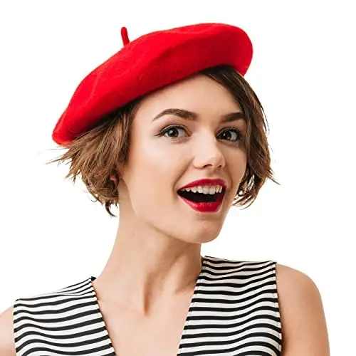 Kangaroo Vintage French Beret - Unisex Wool Hat for Men & Women, Cosplay, Costume Party, Parisian Fashion Accessory 