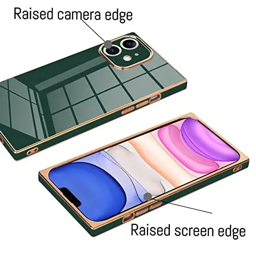 KANGHAR Case Compatible with iPhone 11 Luxury Cute Plating Design Case Full-Body Anti-Scratch Shockproof Bumper Protective Cover for iPhone 11 6.1 Inch Dark Green - 3