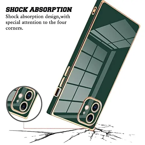 KANGHAR Case Compatible with iPhone 11 Luxury Cute Plating Design Case Full-Body Anti-Scratch Shockproof Bumper Protective Cover for iPhone 11 6.1 Inch Dark Green - 2