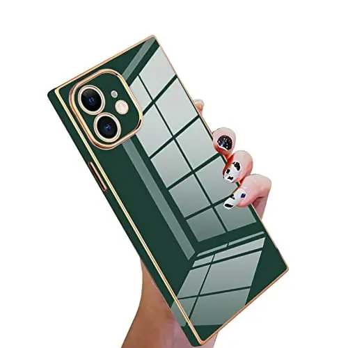 KANGHAR Case Compatible with iPhone 11 Luxury Cute Plating Design Case Full-Body Anti-Scratch Shockproof Bumper Protective Cover for iPhone 11 6.1 Inch Dark Green - KANGHAR