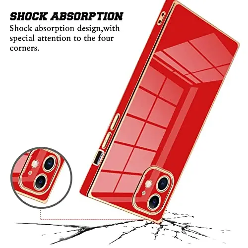 KANGHAR Case Compatible with iPhone 11 Luxury Cute Plating Design Case Full-Body Anti-Scratch Shockproof Bumper Protective Cover for iPhone 11 6.1 Inch Red - 2
