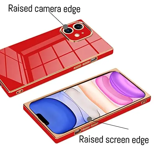 KANGHAR Case Compatible with iPhone 11 Luxury Cute Plating Design Case Full-Body Anti-Scratch Shockproof Bumper Protective Cover for iPhone 11 6.1 Inch Red - 3