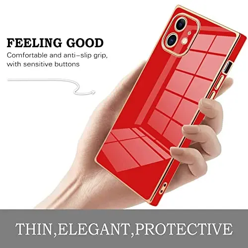 KANGHAR Case Compatible with iPhone 11 Luxury Cute Plating Design Case Full-Body Anti-Scratch Shockproof Bumper Protective Cover for iPhone 11 6.1 Inch Red - 4