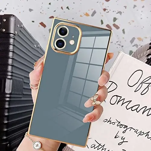 KANGHAR Case Compatible with iPhone 11 Luxury Granny Grey | Cute Plating Design Case Full-Body Anti-Scratch Shockproof Bumper Protective Cover for iPhone 11 6.1 Inch 