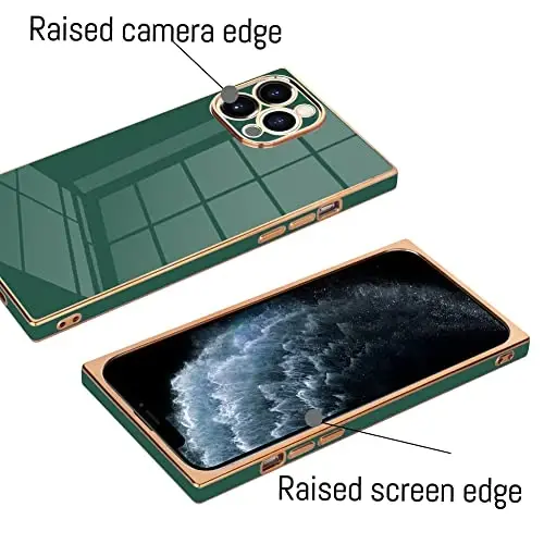 KANGHAR Case Compatible with iPhone 11 Pro Max Luxury Cute Plating Design Case Full-Body Anti-Scratch Shockproof Bumper Protective Cover for iPhone 11 Pro Max 6.5 Inch Dark Green - 3