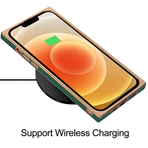 KANGHAR Case Compatible with iPhone 12 Luxury Cute Plating Electroplated Design Case Full-Body Anti-Scratch Shockproof Bumper Protective Cover for iPhone 12 6.1 Inch Dark Green - 5