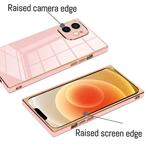 KANGHAR Case Compatible with iPhone 12 Luxury Cute Plating Electroplated Design Case Full-Body Anti-Scratch Shockproof Bumper Protective Cover for iPhone 12 6.1 Inch Pink - 3