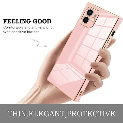 KANGHAR Case Compatible with iPhone 12 Luxury Cute Plating Electroplated Design Case Full-Body Anti-Scratch Shockproof Bumper Protective Cover for iPhone 12 6.1 Inch Pink - 4